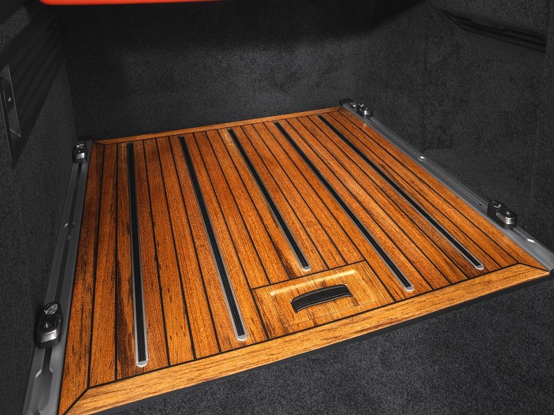 Teak wood floor for luggage space